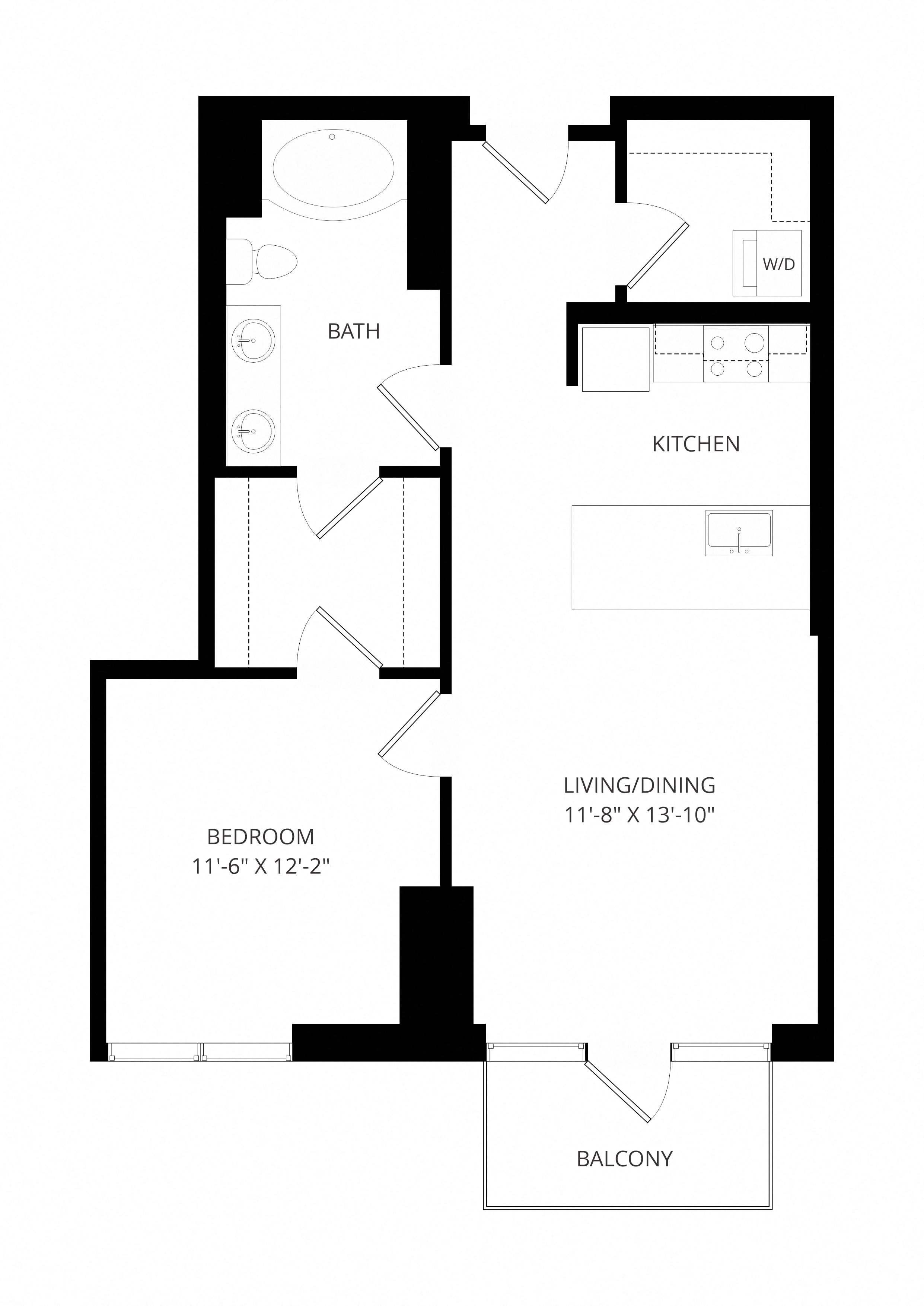 1X1 B11 floor plan